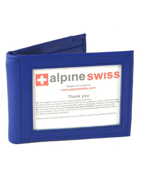 Alpine Swiss Mens Genuine Leather Spring Loaded Bifold Money Clip Wallet