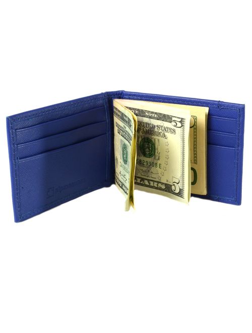 Alpine Swiss Mens Genuine Leather Spring Loaded Bifold Money Clip Wallet