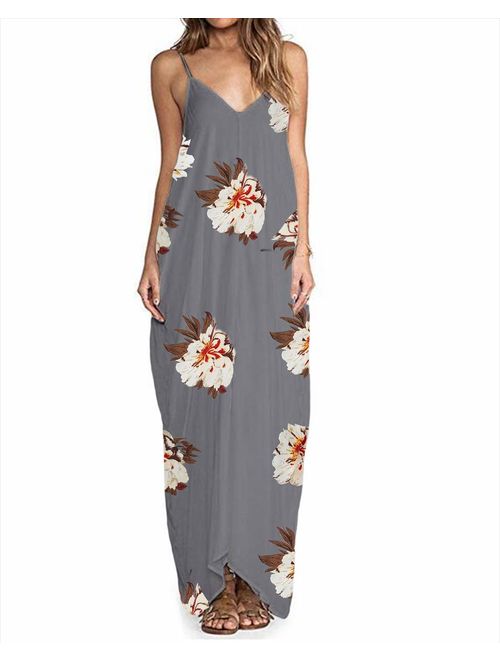 ZANZEA Womens Floral Printed Maxi Dress Casual Summer Sundress Long Boho Beach Dress Plus Size