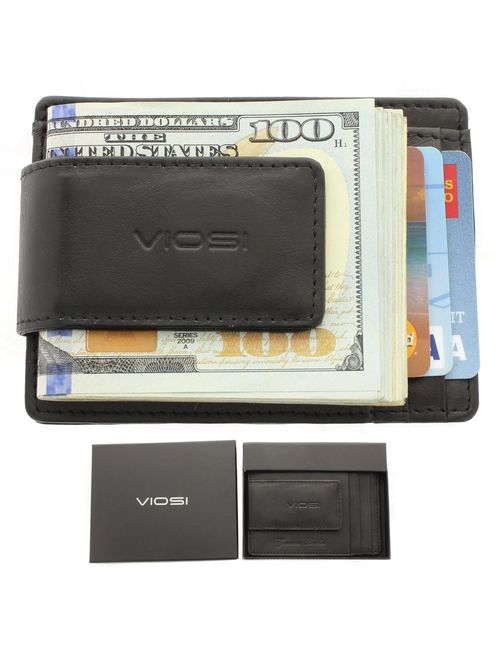 Viosi RFID Men's Leather Magnetic Front Pocket Money Clip Wallet