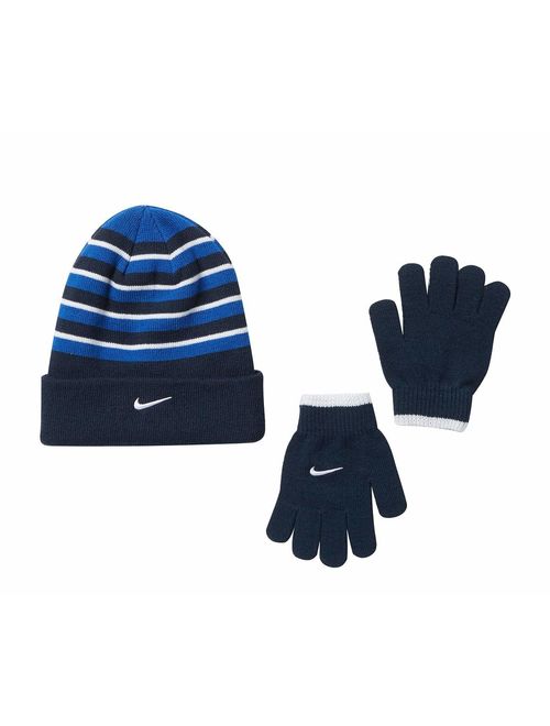 Nike Snow Stripe Set (Little Kids/Big Kids) Black/Blue Glow