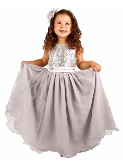 Bow Dream Flower Girl's Dress Sequins Tulle