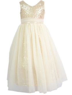 Bow Dream Flower Girl's Dress Sequins Tulle