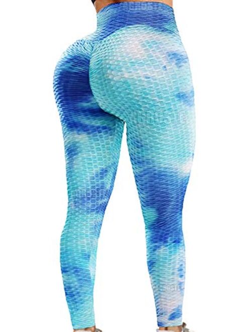 A AGROSTE Ruched Butt Lifting High Waist Textured Yoga Pants Tummy Control Workout Leggings