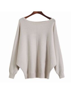 Ckikiou Women Sweaters Batwing Sleeve Casual Cashmere Jumpers Winter Pullovers