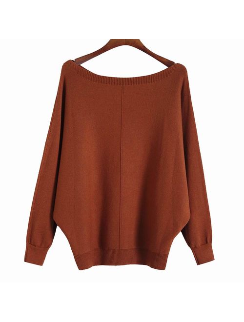 Ckikiou Women Sweaters Batwing Sleeve Casual Cashmere Jumpers Winter Pullovers