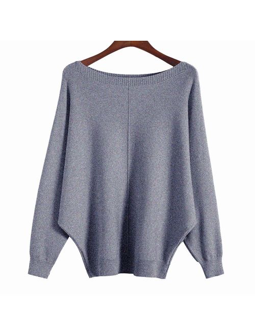 Ckikiou Women Sweaters Batwing Sleeve Casual Cashmere Jumpers Winter Pullovers