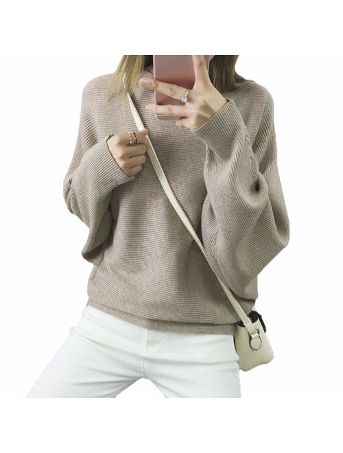 Ckikiou Women Sweaters Batwing Sleeve Casual Cashmere Jumpers Winter Pullovers