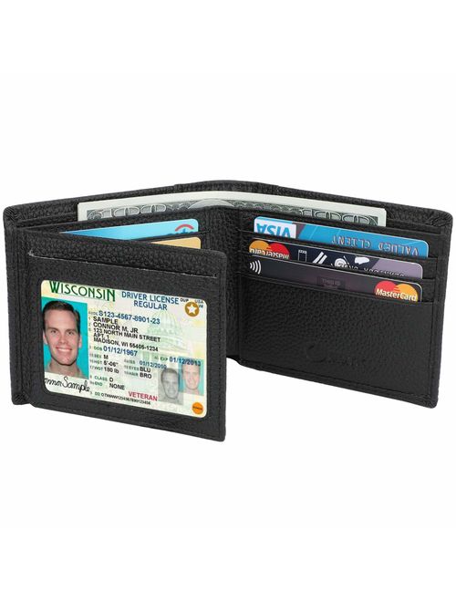 Men's Wallet - RFID Blocking Cowhide Leather Vintage Trifold Wallet