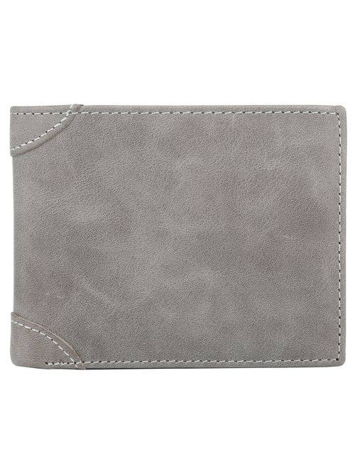 Men's Wallet - RFID Blocking Cowhide Leather Vintage Trifold Wallet