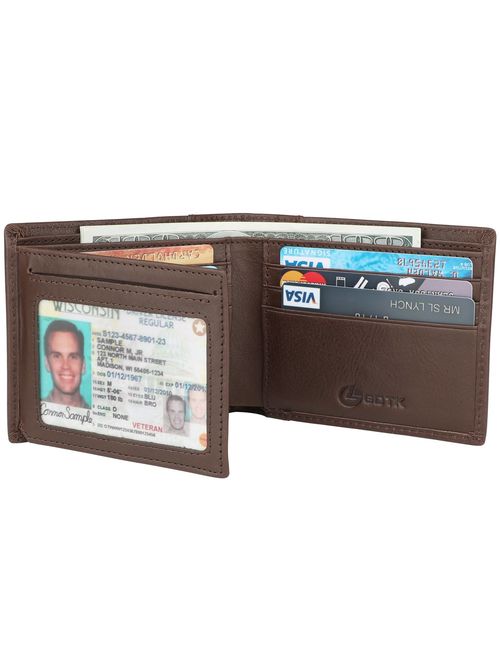 Men's Wallet - RFID Blocking Cowhide Leather Vintage Trifold Wallet