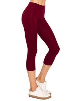 EttelLut Cotton Spandex Basic Leggings Pants-Jersey Full/Capri Regular/Plus Size