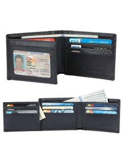 Genuine Leather RFID Blocking Mens Bifold Wallet