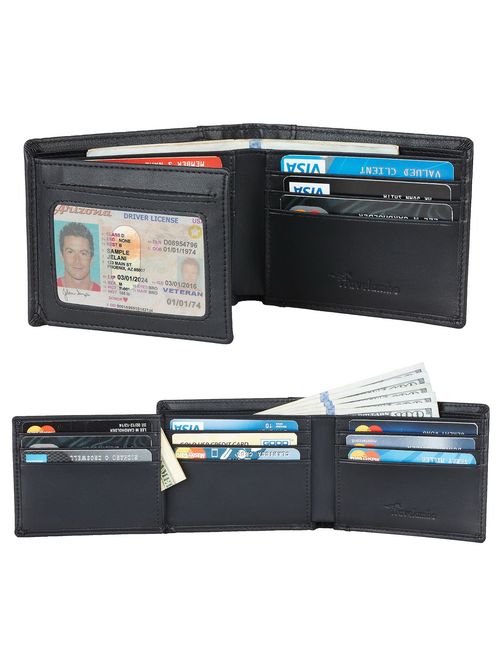 Travelambo Genuine Leather RFID Blocking Mens Bifold Wallet