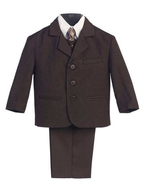 5 Piece Khaki Suit with Shirt, Vest, and Tie