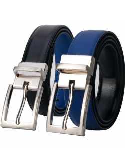 Lavemi Mens Reversible Italian Cowhide Leather Dress Belt,One Belt Reverse for 2 Colors,Trim to Fit