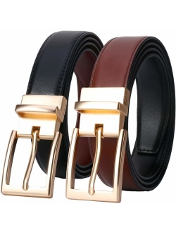 Lavemi Mens Reversible Italian Cowhide Leather Dress Belt,One Belt Reverse for 2 Colors,Trim to Fit