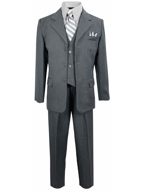 Black n Bianco Boys Pinstripe Suit with Matching Tie Size 2-20