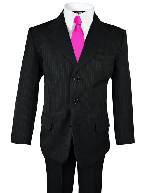 Black n Bianco Boys Pinstripe Suit with Matching Tie Size 2-20