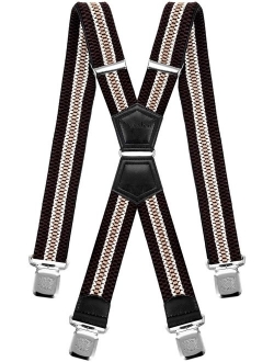 Mens Suspenders X Style Very Strong Clips Adjustable One Size Fits All Heavy Duty Braces