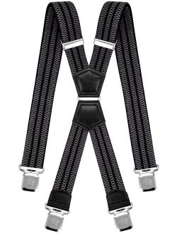 Mens Suspenders X Style Very Strong Clips Adjustable One Size Fits All Heavy Duty Braces