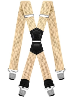 Mens Suspenders X Style Very Strong Clips Adjustable One Size Fits All Heavy Duty Braces