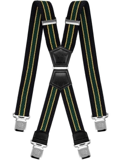 Mens Suspenders X Style Very Strong Clips Adjustable One Size Fits All Heavy Duty Braces