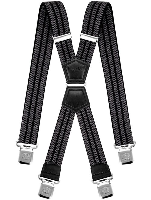 Mens Suspenders X Style Very Strong Clips Adjustable One Size Fits All Heavy Duty Braces