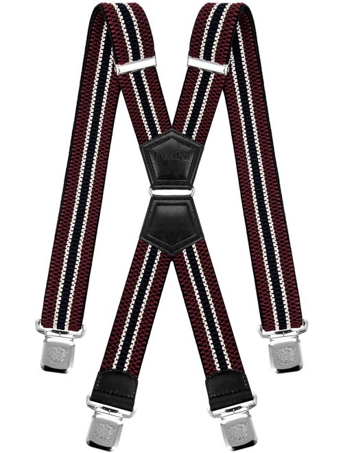 Mens Suspenders X Style Very Strong Clips Adjustable One Size Fits All Heavy Duty Braces