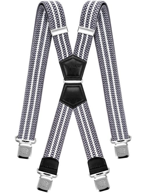 Mens Suspenders X Style Very Strong Clips Adjustable One Size Fits All Heavy Duty Braces