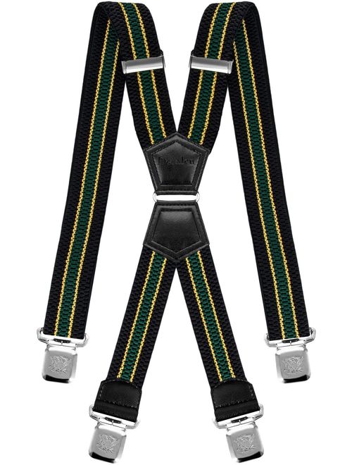 Mens Suspenders X Style Very Strong Clips Adjustable One Size Fits All Heavy Duty Braces