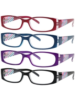 READING GLASSES 4 Pack Quality Stylish Designed Womens Glasses for Reading