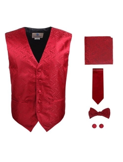 Y&G Men's Fashion Groom Pattern Mens Vest Tie Bowtie Cufflinks Hanky Best Gifts