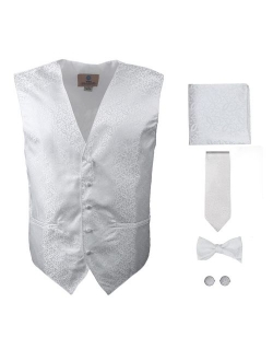 Y&G Men's Fashion Groom Pattern Mens Vest Tie Bowtie Cufflinks Hanky Best Gifts