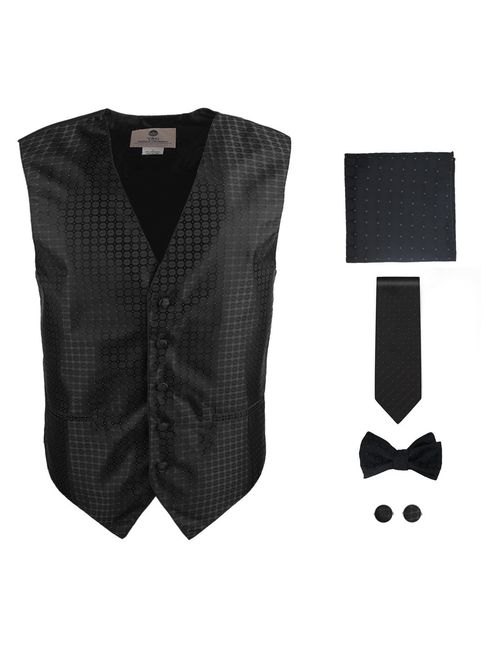 Y&G Men's Fashion Groom Pattern Mens Vest Tie Bowtie Cufflinks Hanky Best Gifts