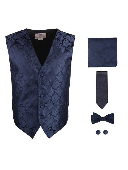 Y&G Men's Fashion Groom Pattern Mens Vest Tie Bowtie Cufflinks Hanky Best Gifts