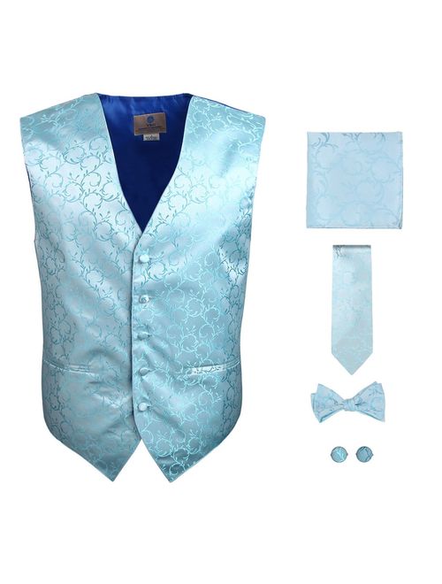 Y&G Men's Fashion Groom Pattern Mens Vest Tie Bowtie Cufflinks Hanky Best Gifts