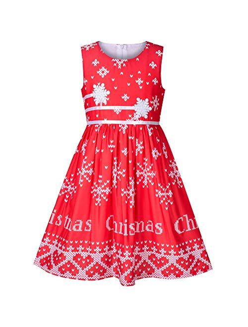 Sunny Fashion Girls Dress Rose Flower Double Bow Tie Party Sundress