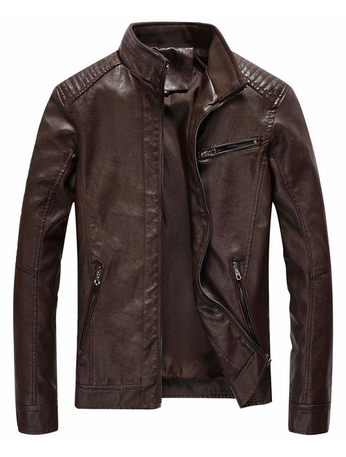 Under Armour Fairylinks Leather Jacket Men Black Slim Fit Motorcyle Lightweight