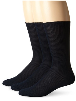 Men's 3 Pack Mercerized Cotton Non Binding Crew Socks