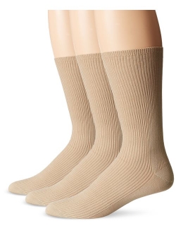 Men's 3 Pack Mercerized Cotton Non Binding Crew Socks