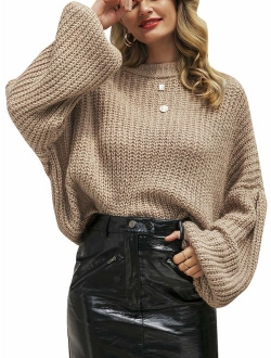 Simplee Women's Casual Long Sleeve Loose Pullover Knit Sweater Jumper Top