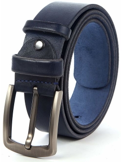 Men's Leather Belt Full Grain Solid Cowhide Straps 35-40 mm Casual Dress Work Heavy Duty