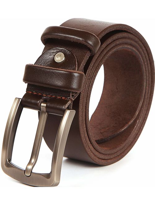 Men's Leather Belt Full Grain Solid Cowhide Straps 35-40 mm Casual Dress Work Heavy Duty