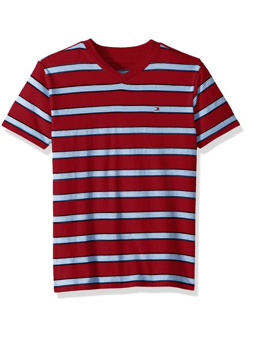 Tommy Hilfiger Boys' Stripe Vneck Tee with Pocket