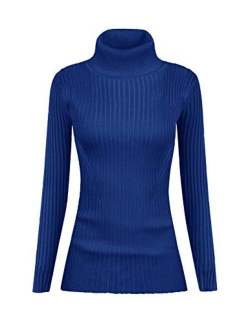 v28 Women Stretchable Turtleneck Knit Long Sleeve Slim Fit Sweater