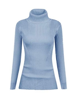 v28 Women Stretchable Turtleneck Knit Long Sleeve Slim Fit Sweater