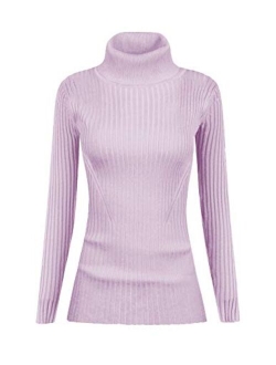 v28 Women Stretchable Turtleneck Knit Long Sleeve Slim Fit Sweater