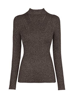 v28 Women Stretchable Turtleneck Knit Long Sleeve Slim Fit Sweater