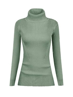 v28 Women Stretchable Turtleneck Knit Long Sleeve Slim Fit Sweater